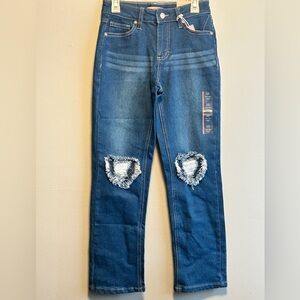 BCBG Girls Bahama Blue Wash Jeans w/ Heart Patches
Size 10